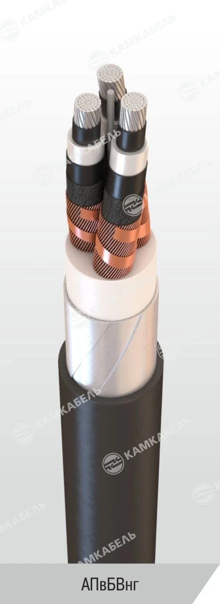 Power cable with aluminium conductors insulated with cross-linked polyethylene for voltage 6, 10, 15, 20, 30 and 35 kV of APvBVn