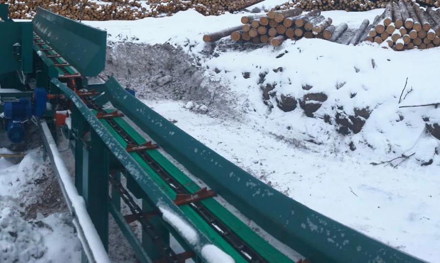 Longitudinal receiving, measuring and evaluation log conveyor AXEL 05-2