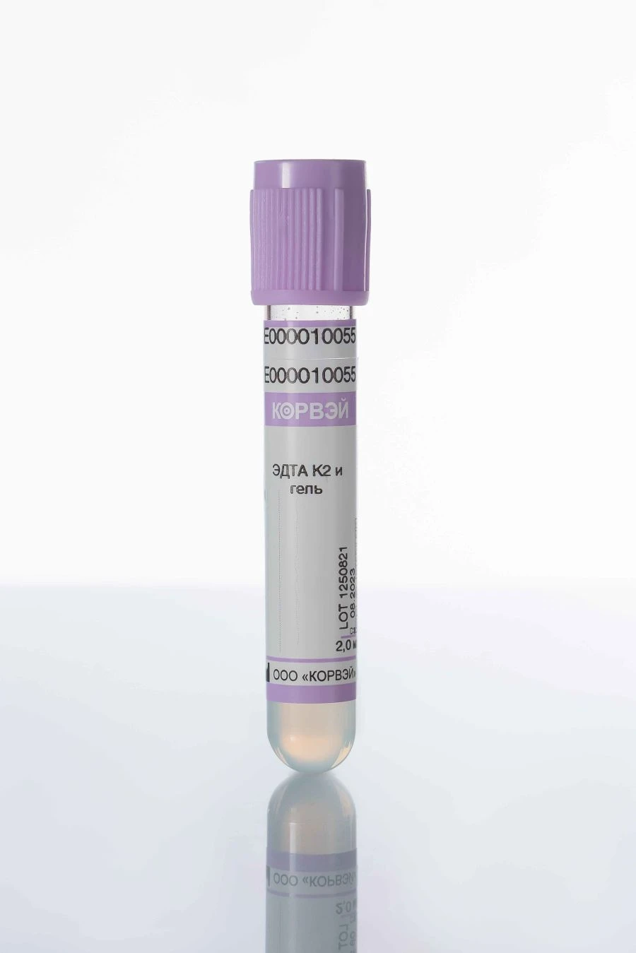Vacuum tubes for venous blood sampling CORVAY with EDTA K2 and gel, plastic, Size: 13*75 mm; Vacuum volume: 3.5 ml
