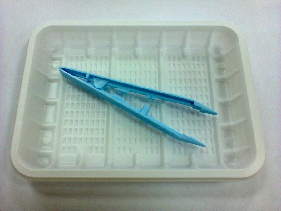 Disposable sterile polymer forceps 125 mm in tray