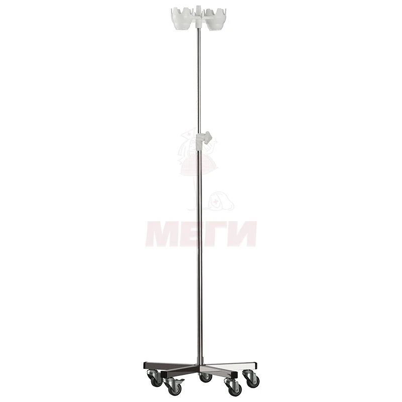 ??-01-"???" (5310) Medical tripod for infusion five-post stainless steel, on wheels with rubber tyre