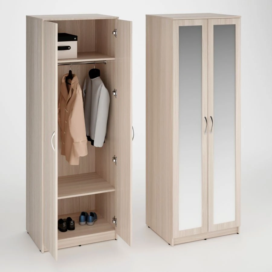 Swinging wardrobe for clothes 2 doors with mirror.