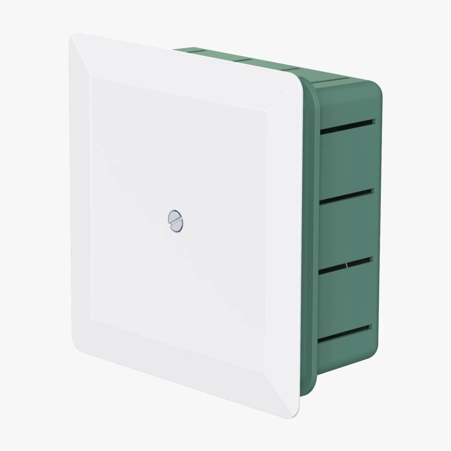 CADUCEUS ALING OG Flush-mounted junction box 100x100 with cover for solid wall, cover fastening with centre lid.