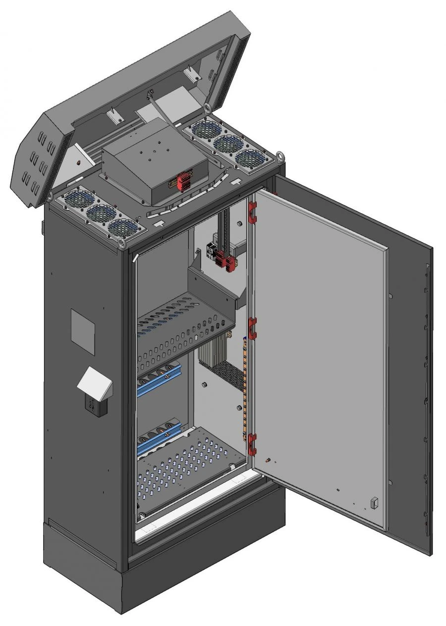 Outdoor telecommunication cabinet in vandal-proof version SHTU-PN-6U-850x1900x450-RD