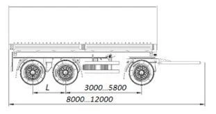 Flatbed trailer, type 3524, modification 3524-16, 3524-16A (lights 8512.3716-04, wheel rims 167.9911.00.3101012-04, tyres 385/6