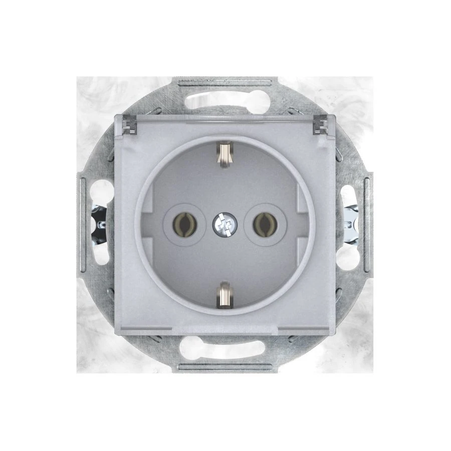 CADUCEUS ALING PRESTIGE Flush-mounted socket with grounding without blinds with cover with ceramic base 16A, 250V~, Silver