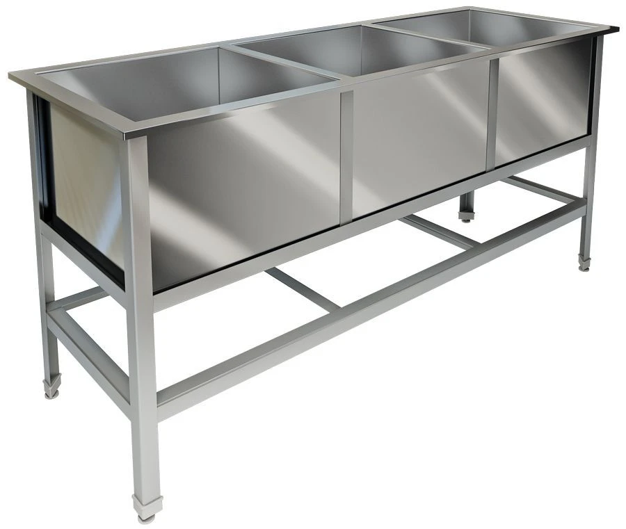 Three-section dishwashing bath 1500x500x870 mm