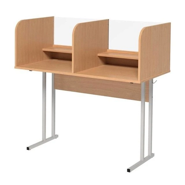 Pupil's table with acoustic cabin for foreign language classrooms.