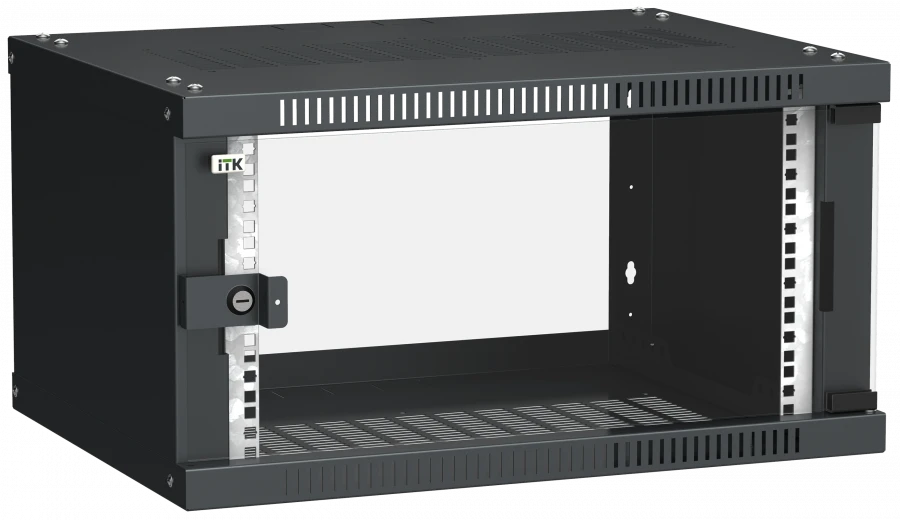 LWE5-06U64-GF ITK Cabinet LINEA WE 6U 600x450mm glass door black