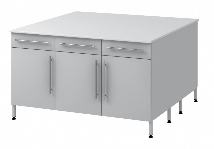 Island table on two supporting metal bollards 1500 OTJAL