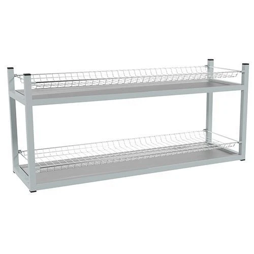 Rack for glasses ECONOM SKSK-2KE (chrome mesh, painted frame), 895x270x2400 mm