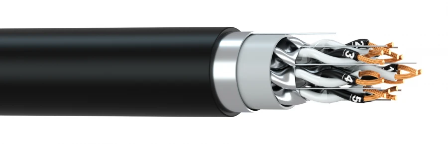 Installation cable with low smoke and gas emission, with individual tinned copper shield, with common tinned shield, fire resist