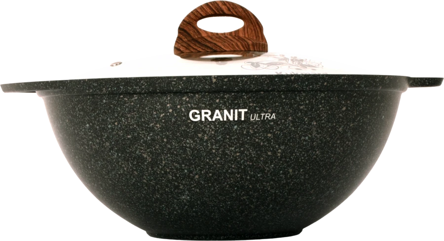 3.5L cast aluminium pilaf cauldron (with non-stick coating) TM Kukmara, with glass lid, "Granit ultra" line