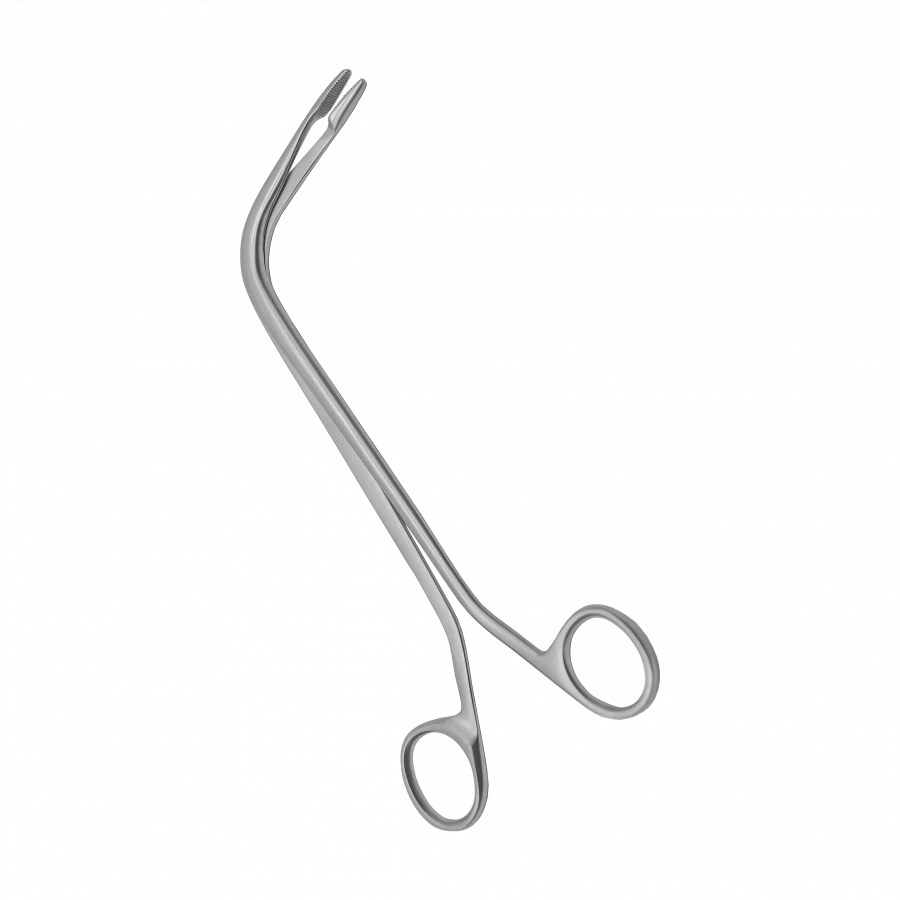 TSH-04-281-20 Laryngeal forceps for extraction of foreign bodies, curved along the rib, 200 mm