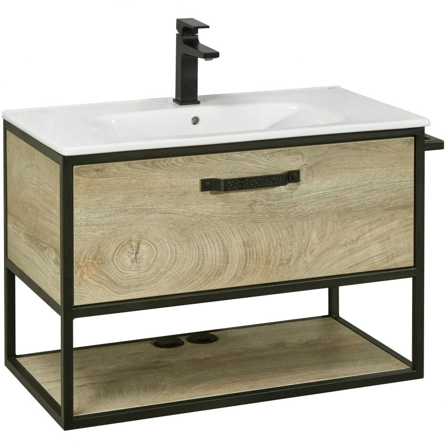 Undermount sink cabinet Aquaton Lofte Fabrik 80 oak endgrain 1A242401LTDU01.A242.4.01L.TDU.0