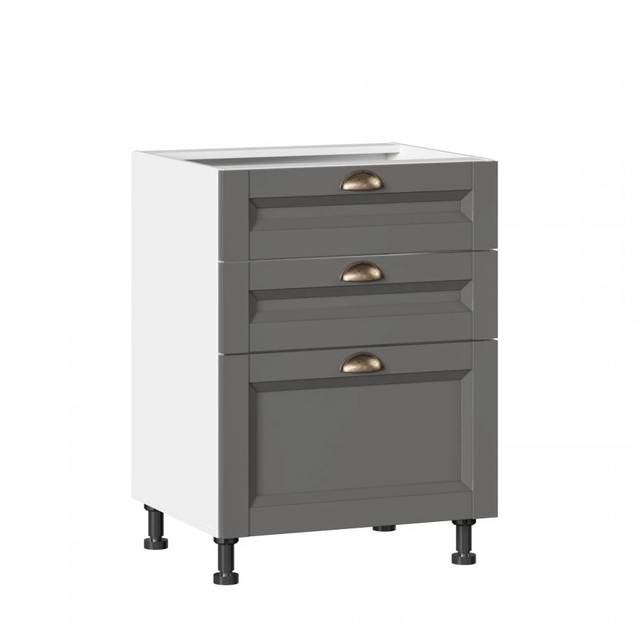 Amelie-3 LD.299830.000 Set of kitchen drawer fronts 600 with 3 drawers (Lux) (Onyx grey)