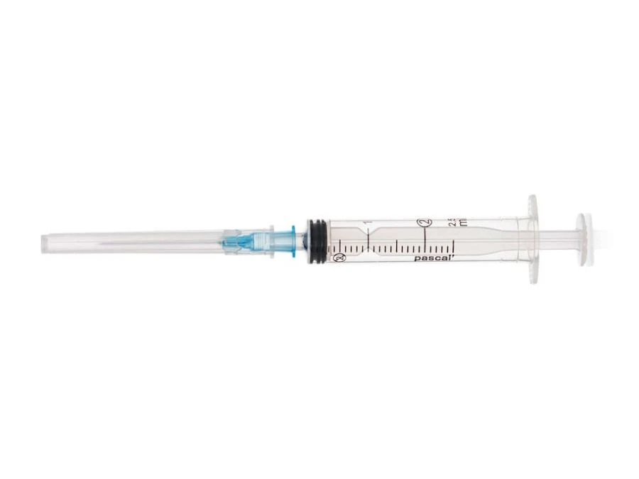 Luer type sterile single-use three-component injection syringe with nominal capacity of 2ml with 23G x 1 needle"