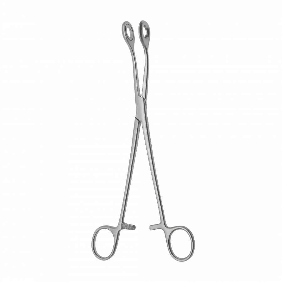 TSH-04-048-21,5 Ended haemorrhoidal forceps, curved on plane, 215 mm