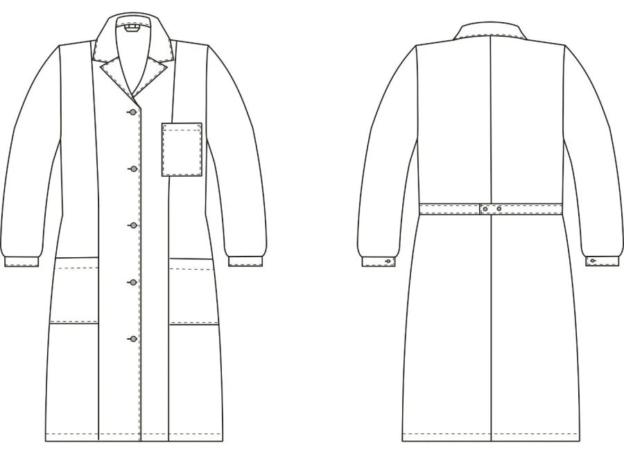 Women's dressing gown for protection against general industrial pollution and mechanical effects (abrasion)