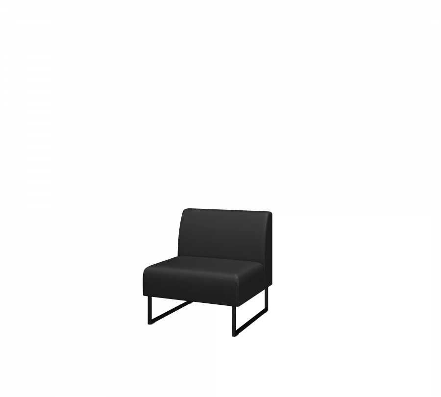 Straight and corner sections, upholstered office pouffe and desk of "BASIS" series
