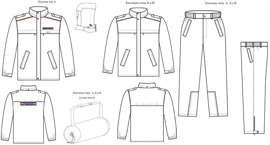 Windproof suit (jacket and trousers) for internal affairs officers of the Russian Federation.
