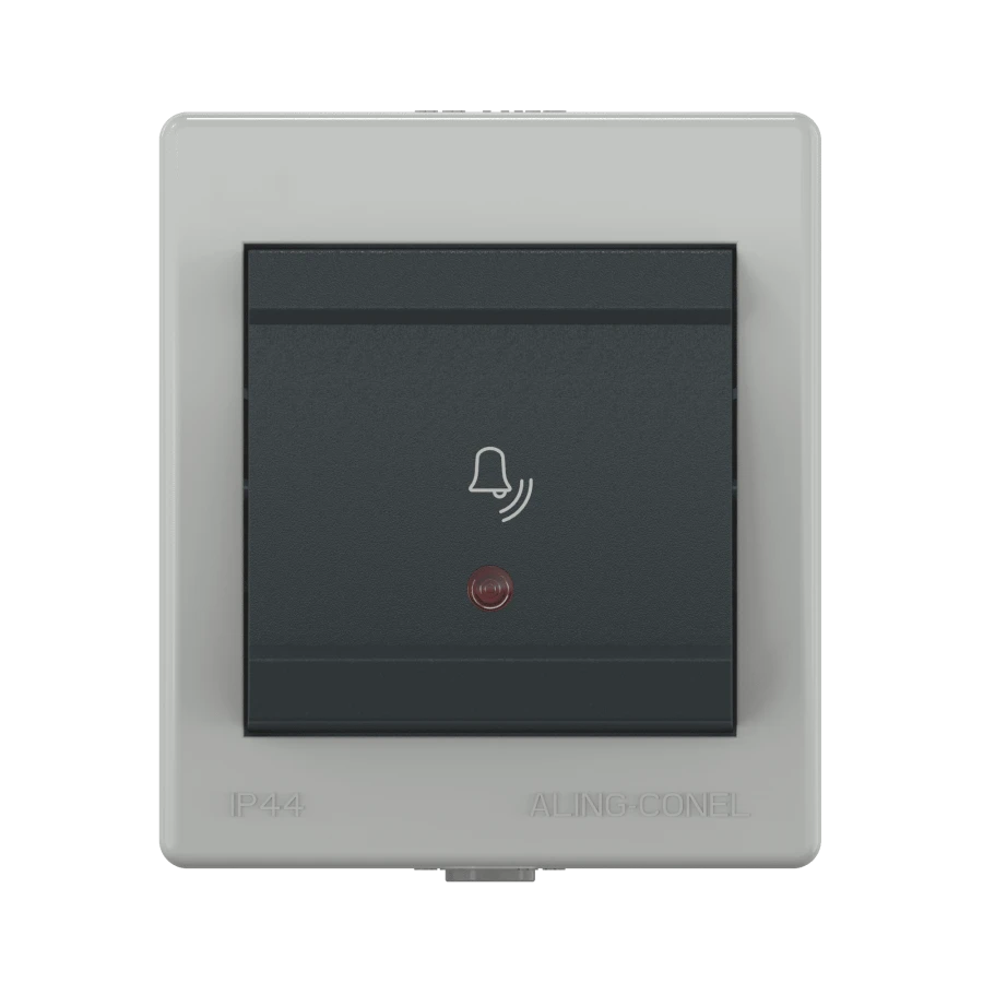 CADUCEUS ALING POWER Single-lever switch for open wiring Bell with indication 10A, 250V~, IP44, grey anthracite, ref.