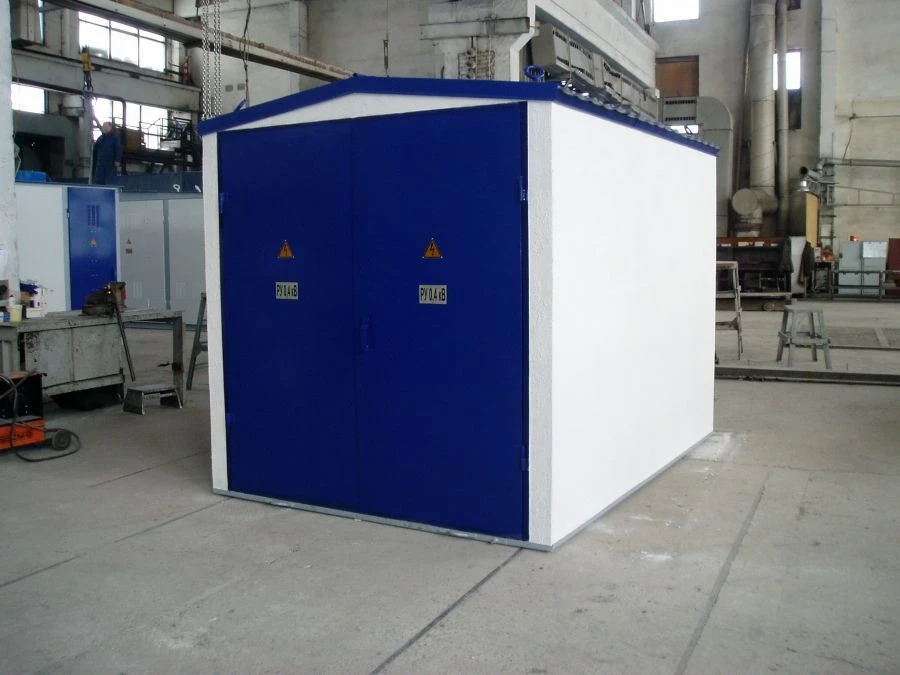 Complete block transformer substations in reinforced concrete shells with capacity from 25 to 2500 kVA for voltage up to 10 kV,