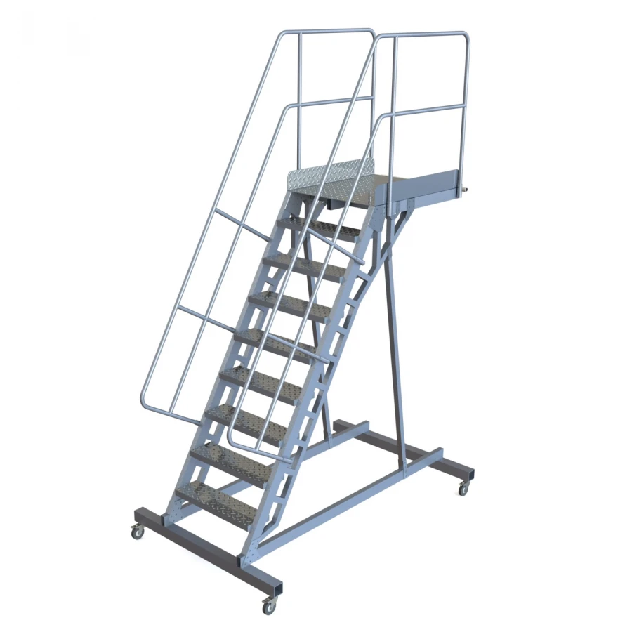 Aluminium mobile step ladder with platform-console LSA-2400-300