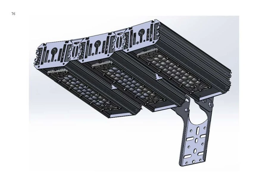 LED luminaire "Industrial Design MTM IoT" CUBIC 120 series Three modules Connection from sides 5 degrees Cantilever mounting