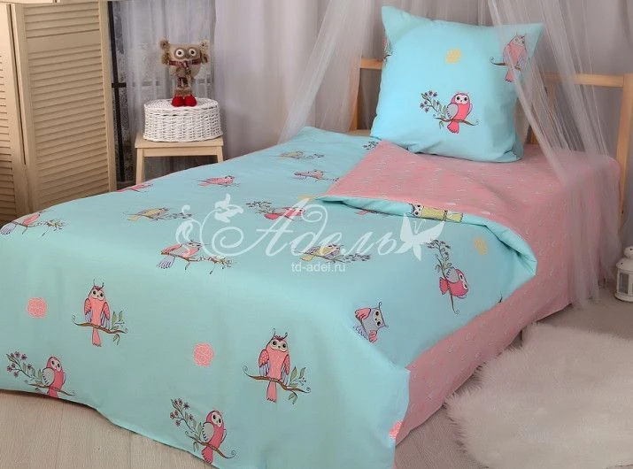 Bed linen sets for children made of printed cotton fabrics