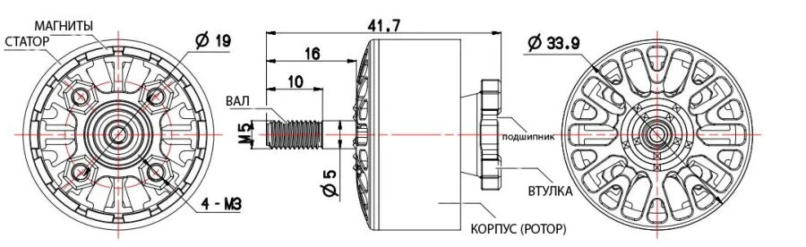Brushless three-phase electric motors type 2812