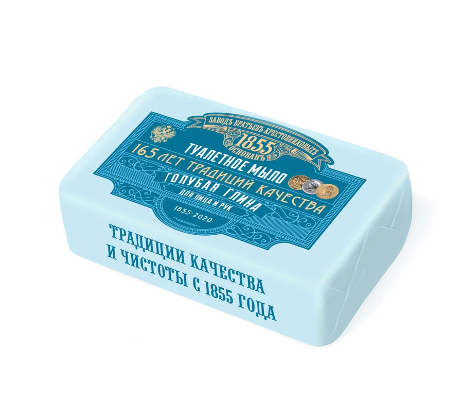 Solid Toilet Soap "Brothers Krestovnikovs Factory. Jubilee. Blue Clay