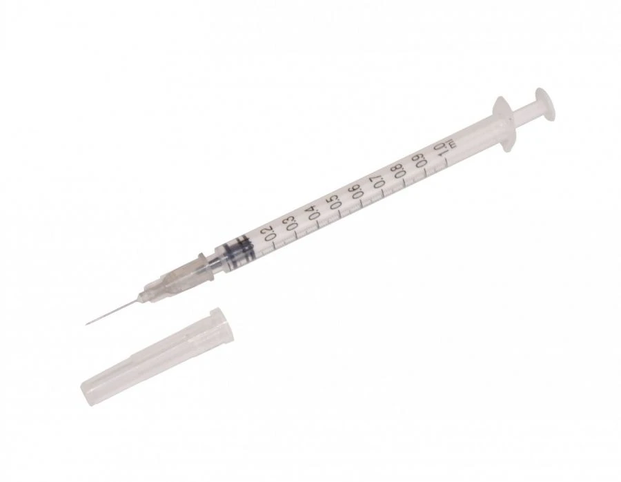 Single-use sterile three-detail "Luer" sterile injecting syringe with nominal capacity of 1 ml with needle