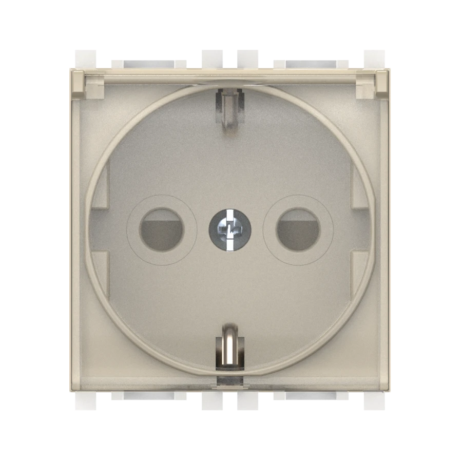 CADUCEUS ALING Experience flush-mounted earthing socket with blinds, with cover 16A, 250V~, 2M, beige, art. 74104.9