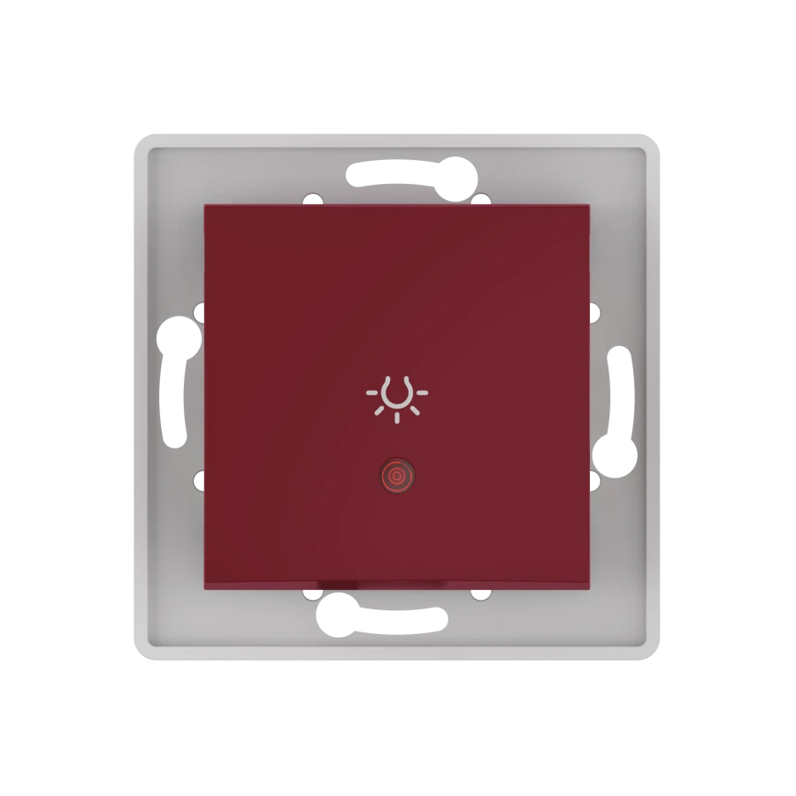 CADUCEUS ALING PRESTIGE Flush-mounted push-button light switch with 10AX, 250V~ indication, burgundy, article number 6009I.3