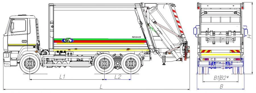 Rear-loading rubbish truck model MK-3546-10
