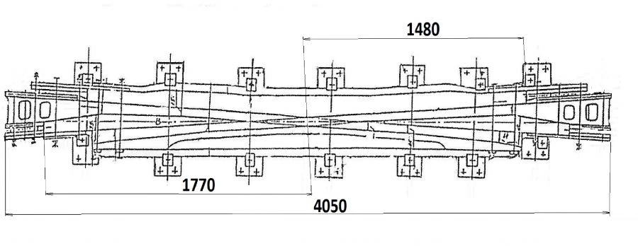Blunt crossing cross of type R50 of grade 1/9 blind crossing of 1520 and 1435 mm gauge of project 1624.02.000-01
