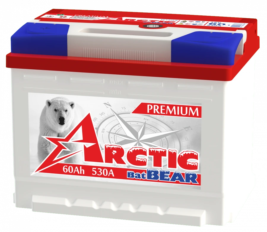 Lead battery for starting piston engines 6ST-60 LB "Arctic BatBEAR"
