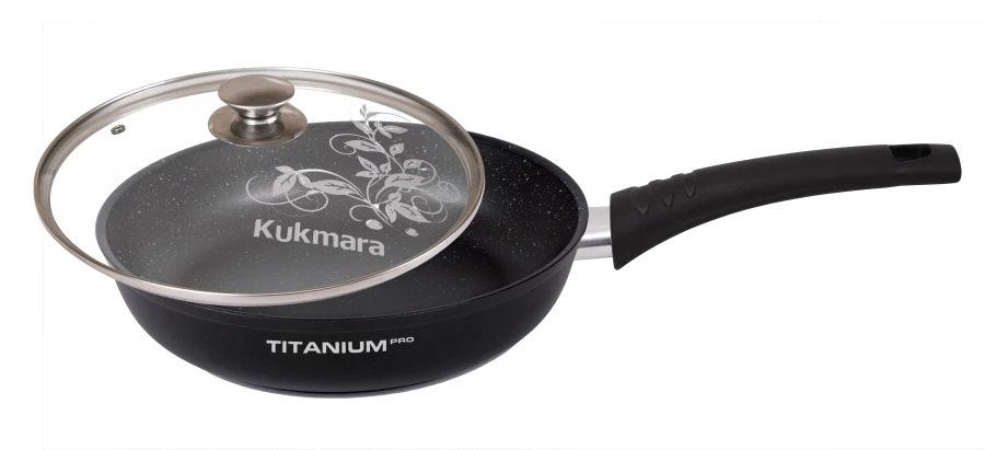 Cast aluminium 280mm frying pan (with non-stick coating) TM Kukmara, with Bakelite handle, glass lid, line "Marble I".