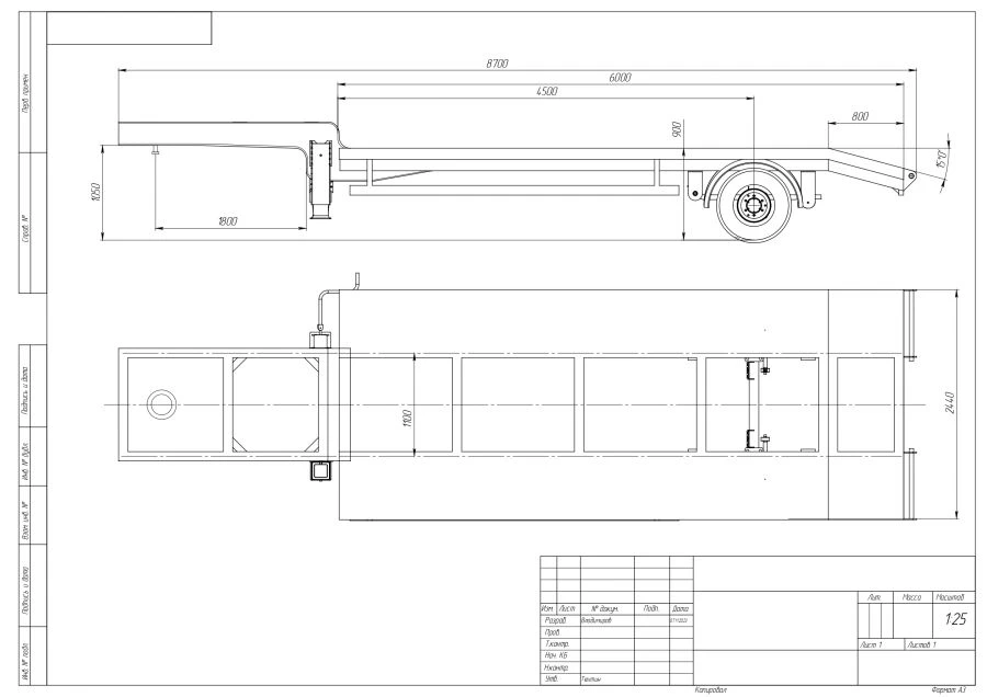 Semi-trailer 93191D, with air suspension or spring-balanced suspension, tyres 235/75R17.5 or 385/65.