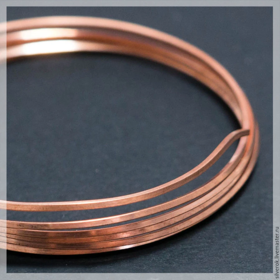Rectangular copper wire for electrical purposes