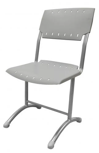 Pupil's chair PRISMA, (Non-adjustable), 7 gr. height, (500 mm), RAL 9006 gloss, plastic grey RAL 7040