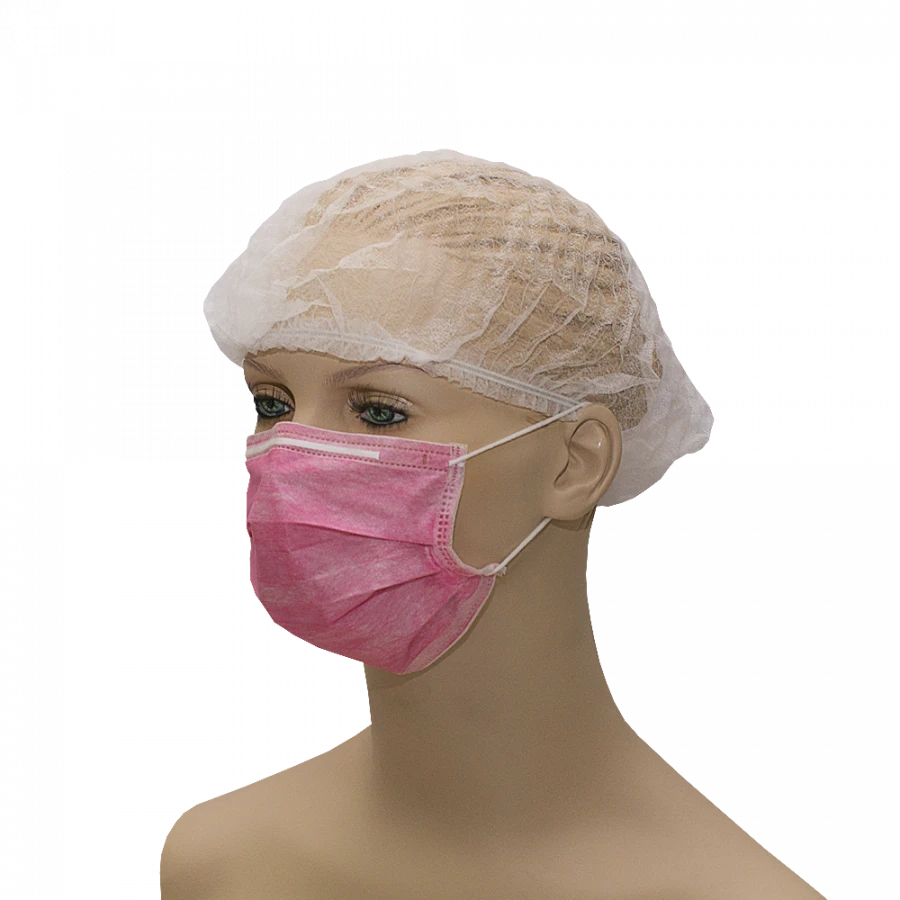 Medical mask of non-woven materials non-sterile "GEXA" (three-layer, with elastic band, burgundy)