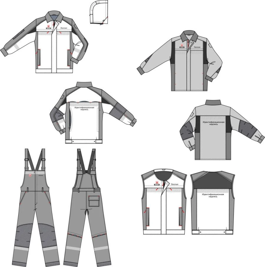 Special clothing for employees of the organisations of the Transneft system. Men's kits (jacket, shirt-jacket, waistcoat, half-c