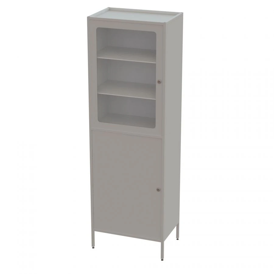 Two-section single-leaf metal cupboard with shelves for treatment rooms SHMPK-01-"MEDMEL".