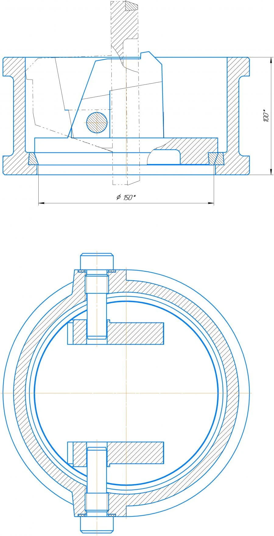 Butterfly check valve DN 150
