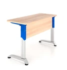 Wooden desk for educational institutions. Perspective