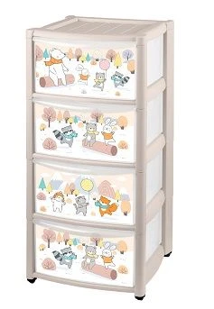 4313871;Children's chest of drawers on wheels with decor "CHILDREN'S BACKGROUND" 4 drawers (Light beige)