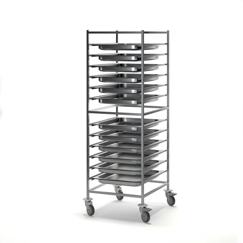 Stainless steel trolley for gastronorms and trays NSH