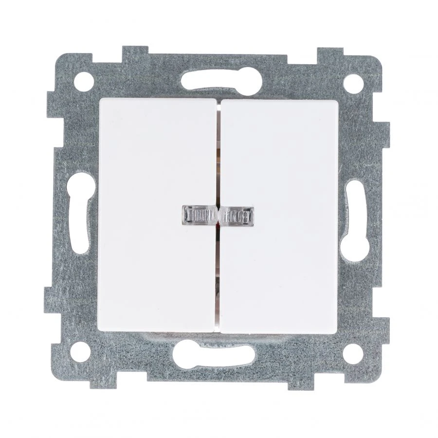 "AKSIOMA" Switch mechanism of two-key switch with lightind. C510-450, colour white
